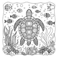 Turtle Outline in Monochrome vector
