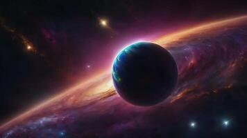 ein ehrfurchtgebietend planetarisch Aura Markierungen das Schaffung von ein mehrdimensional Universum, wo unendlich Raum und parallel Maße sind geboren von kosmisch Kräfte darüber hinaus Vorstellung. video