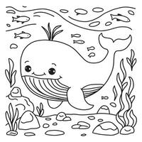 Unique Fish Drawing for Kids to Color vector