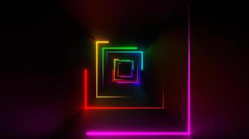 Multicolor Seamless Neon Squares Tunnel Background VJ Loop in 4K video