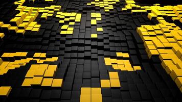 Black and Yellow Cubic Wave Zone Background VJ Loop in 4K video