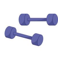 Two purple dumbbells placed side by side on a white background for fitness and exercise routines vector