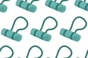 Pattern of teal yoga mats arranged in a repeating design on a white background vector