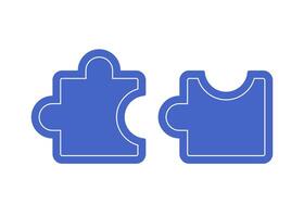 Two blue puzzle pieces interlocking on a plain background highlighting simplicity and fun vector