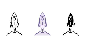 Rocket icon set. Startup icon . Abstract rocket ship symbolizing the startup's launch and growth. simple art-01 vector
