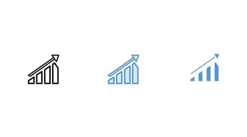Growing graph simple icons set vector