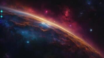 onderzoeken de complex geboorte van een nieuw universum in deze planetair aura tafereel, waar parallel dimensies en eindeloos ruimte samenvoegen naar creëren een multidimensionaal kosmisch beleven. video