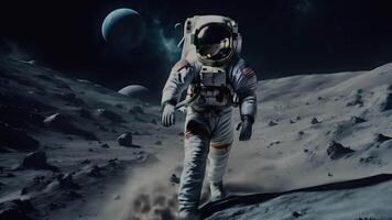 A team of astronauts dons advanced space suits, conducting essential research and studying life in outer space as part of a pivotal space exploration mission to further human knowledge. video
