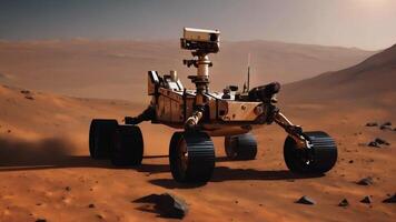 Robotic vehicles backing up new planets and exploring alien life in a futuristic space adventure, highlighting advanced technology and cosmic discovery with detailed sci-fi and digital art elements. video