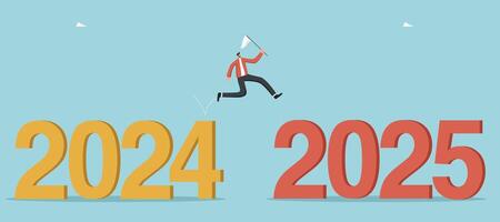 Man jumps from 2024 to 2025 vector