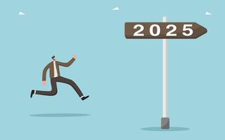 Man runs towards the 2025 sign vector