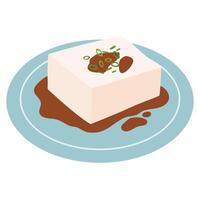 Steamed Tofu with Ginger and Soy Sauce vector