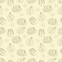 Seamless pattern camera, backpack, compass and starfish. Monochrome pattern, doodle. For travel agencies, travelers, bloggers. Background for the site, printing on fabric. vector