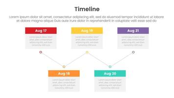 timeline set of point infographic with calendar box up and down with 5 point for slide presentation template vector