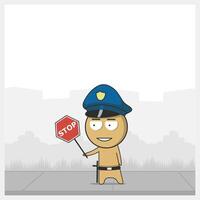 Policeman at work with a stack and a stop sign vector