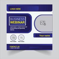 Set of social media post template for Business Webinar ,and social media Marketing Webinar, and seminars with minimalist background. vector