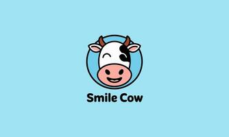 A smiling cow in a simple, playful logo design. vector