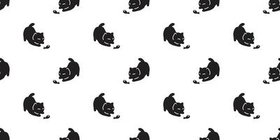 cat seamless pattern black kitten calico tile background gift wrapping paper scarf isolated repeat wallpaper cartoon illustration design vector