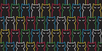 cat seamless pattern black kitten calico colorful gift wrapping paper tile background scarf isolated repeat wallpaper cartoon illustration design vector