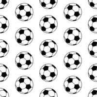 Seamless pattern of hand drawn football and soccer balls on isolated background. Design for back to school print, scrapbooking, textile, home and nursery decor, paper craft. vector