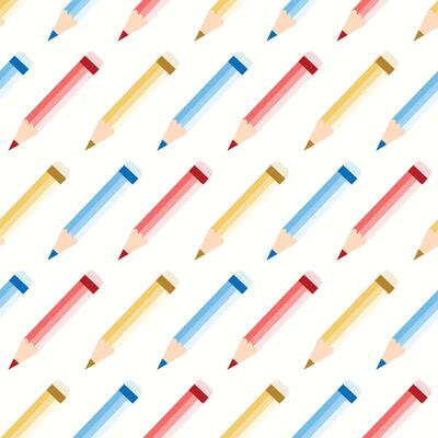 Seamless pattern of hand drawn pencils on isolated background. Education design for back to school prints, scrapbooking, textile, home and nursery decor, paper crafts.