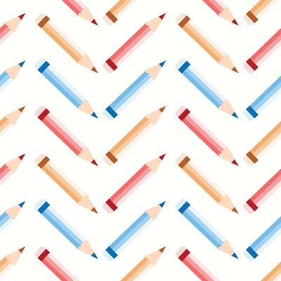Seamless pattern of hand drawn school pencils on isolated background. Education design for back to school prints, scrapbooking, textile, home and nursery decor, paper crafts.