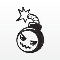 stylized bomb character with a playful yet menacing expression vector