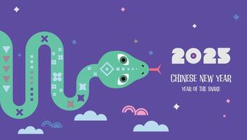 Chinese new year 2025 year of the Snake. Red Snake illustration and design. Red traditional Chinese designs with snakes. Lunar new year concept, geometric modern design vector