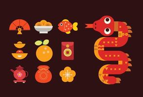 Chinese new year elements for graphic design illustration, Happy New Year 2025, Chinese New Year, Year of the Snake Illustration vector