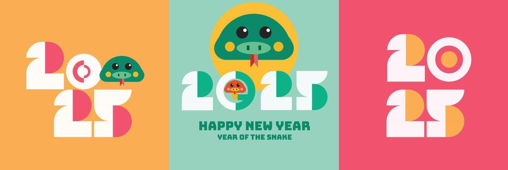 Chinese new year 2025, year of the snake, square template with snake in the number vector