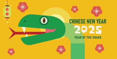 Chinese new year snake with lucky, Zodiac snake, Happy Chinese New Year of the Snake 2025, Lunar New Year greeting card. vector