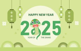 Chinese New Year 2025. green background with snake. Year of snake, illustration vector