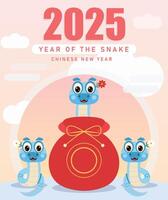 Illustration of 2025 in gyemyo New Year with snake character vector