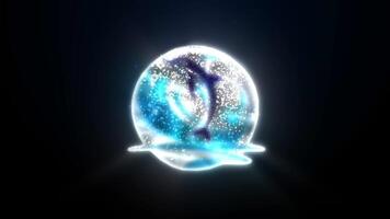 Abstract Dolphin Logo with Sleek Lines and Oceanic Colors, Featuring Liquid Water and Particle Effects. video