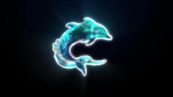 Abstract Dolphin Logo with Sleek Lines and Oceanic Colors, Featuring Liquid Water and Particle Effects. video