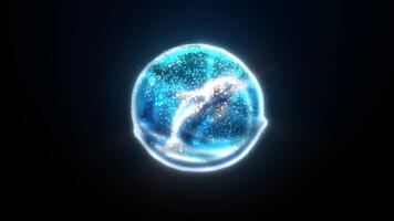 Abstract Dolphin Logo with Sleek Lines and Oceanic Colors, Featuring Liquid Water and Particle Effects. video