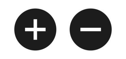 Add and remove round button icons. Plus minus circular web element icon illustration vector
