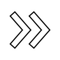 Arrow forward outline style icon. Two line arrows in right direction illustration vector