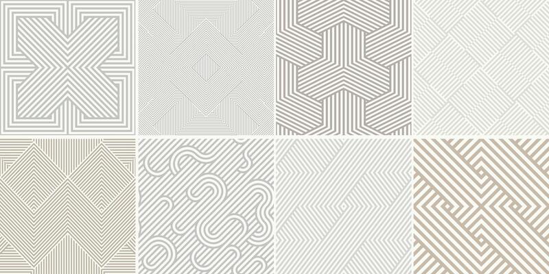 Collection of seamless weave geometric patterns. Monochrome repeatable striped textures - creative elegant backgrounds. Line art modern design