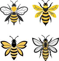 The bee colorful set art illustration and smooth design vector