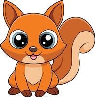 Flat Cute Squirrel. Little Squirrel Icon. Adorable Cartoon Squirrel Character Isolated on White Background with Front View. vector