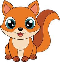 Flat Cute Squirrel. Little Squirrel Icon. Adorable Cartoon Squirrel Character Isolated on White Background with Front View. vector