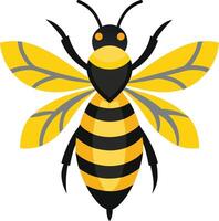 A minimalist of a bee flying illustration with smooth color design vector