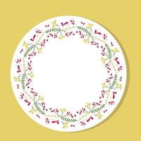 Circle wildflower wreath. botanical frame featuring summer field flowers and greenery. Design element for greeting cards, weddings, birthdays, holidays, and Invitation card backgrounds. vector