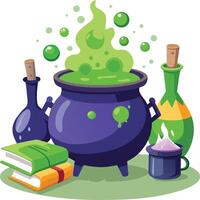 Halloween witch cauldron with potion clipart vector
