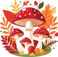 a mushroom with a red cap and a white background Clipart vector