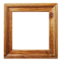 Blank Wooden Picture Frame with Natural Finish on Transparent Background for Design and Display Needs png