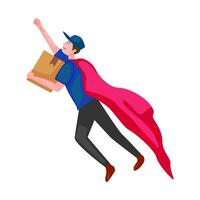 A delivery man carrying a box is delivering a package vector