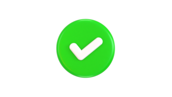 check mark on green circle verified button icon 3d rendering illustration png