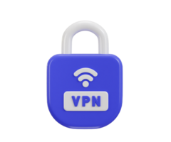 vpn icon with padlock icon 3d render concept of protected private network png